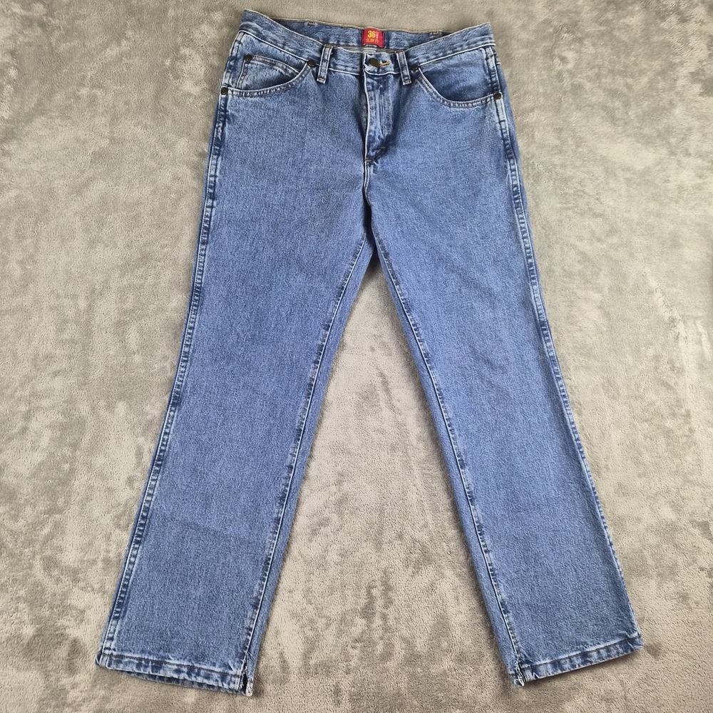 Wrangler 36MWZ Slim Fit Jeans‎ Mens 32x30 Blue Denim Straight Leg Western Cowboy